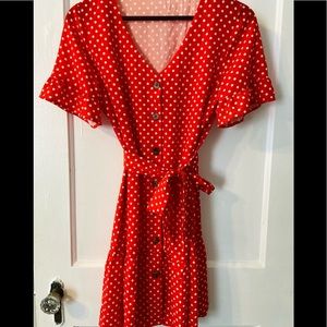 red polkadot boho dress